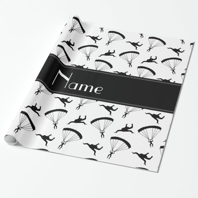 Papel De Regalo Modelo skydiving blanco conocido personalizado (Desenrollado)