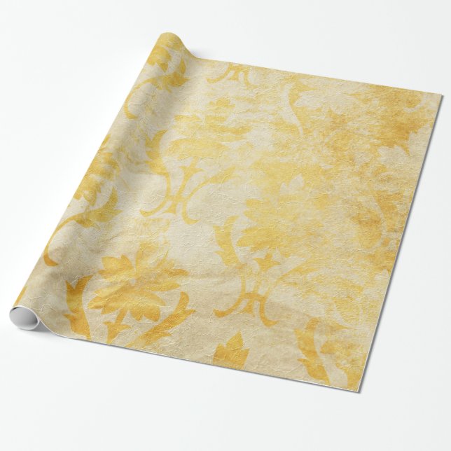 Papel De Regalo Modelo sucio de los damascos amarillos (Desenrollado)