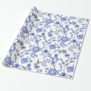 Papel De Regalo Modelo tradicional azul y blanco de la zaraza