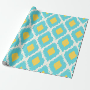 Papel De Regalo Modelo tribal azteca amarillo azul de moda de Ikat