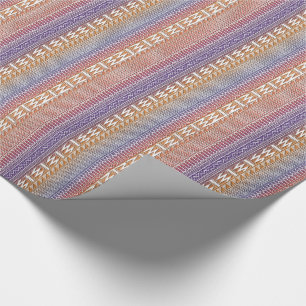 Papel De Regalo Modelo tribal azteca púrpura anaranjado de la