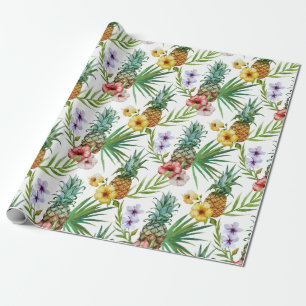 Papel De Regalo Modelo tropical de la piña de la acuarela del tema