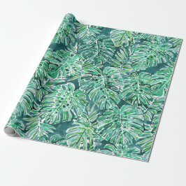 Papel De Regalo Modelo tropical de Monstera del verde de la