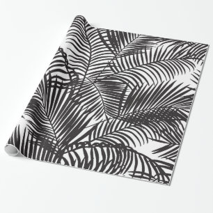 Papel De Regalo Modelo tropical negro moderno de las palmeras