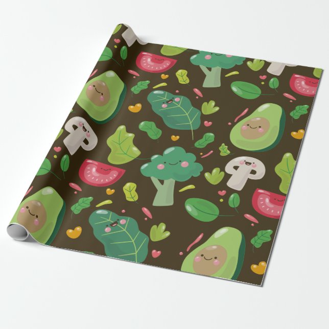 Papel De Regalo Modelo vegetal de los caracteres del dibujo (Desenrollado)