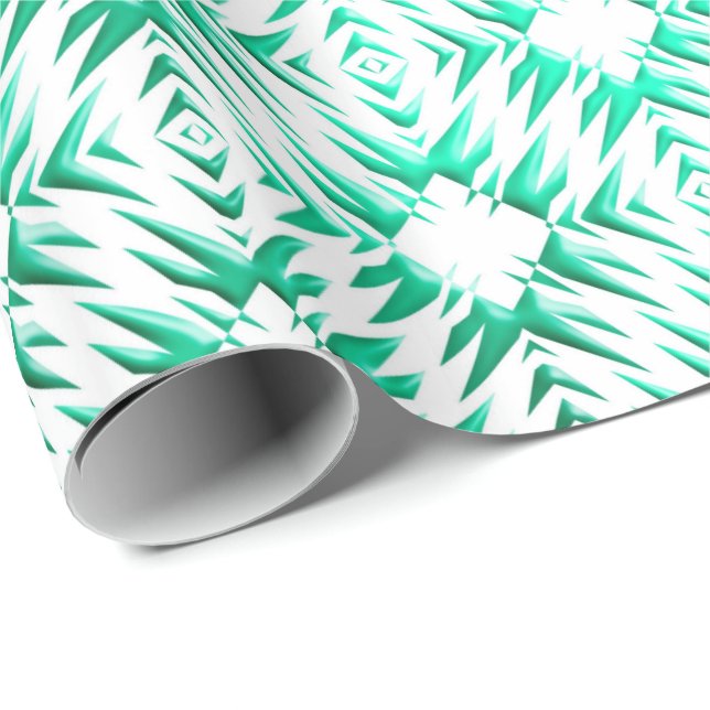 Papel De Regalo Modelo verde azulado geométrico abstracto (Esquina del rollo)