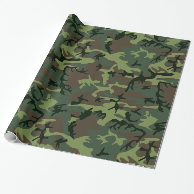 Papel De Regalo Modelo verde de Camo Brown del camuflaje (Desenrollado)