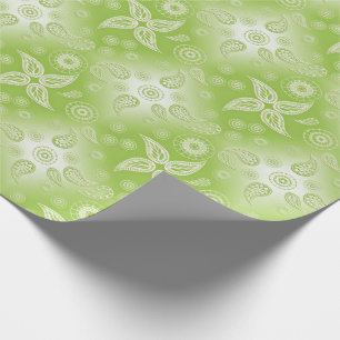 Papel De Regalo Modelo verde de la cal de Paisley