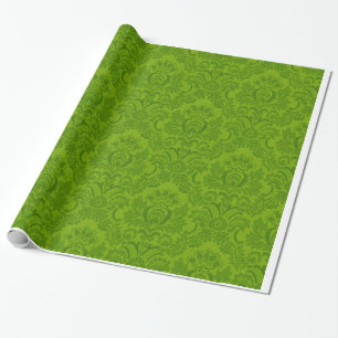 Papel De Regalo Modelo verde del damasco