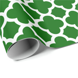 Papel De Regalo Modelo verde del enrejado de Quatrefoil del