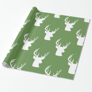 Papel De Regalo Modelo verde del navidad del macho de la asta el