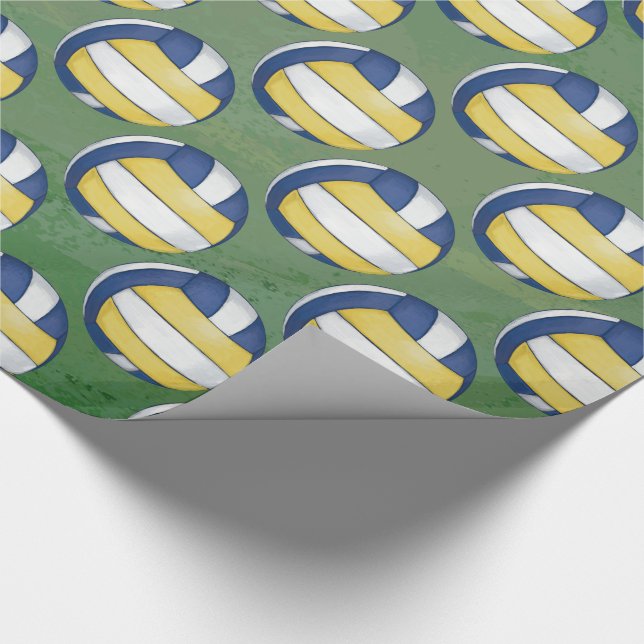 Papel De Regalo Modelos azules y amarillos del voleibol (Esquina)