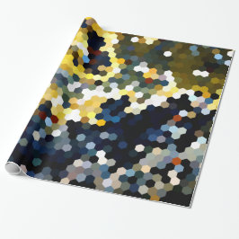 Papel De Regalo Modelos geométricos hexágonos amarillos y azules