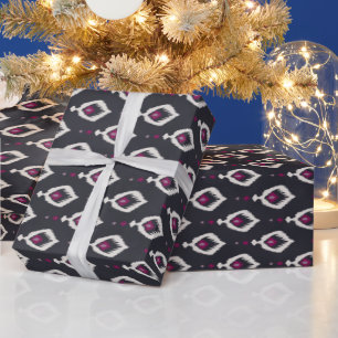 Papel De Regalo Modelos tribales elegantes del ikat negro y