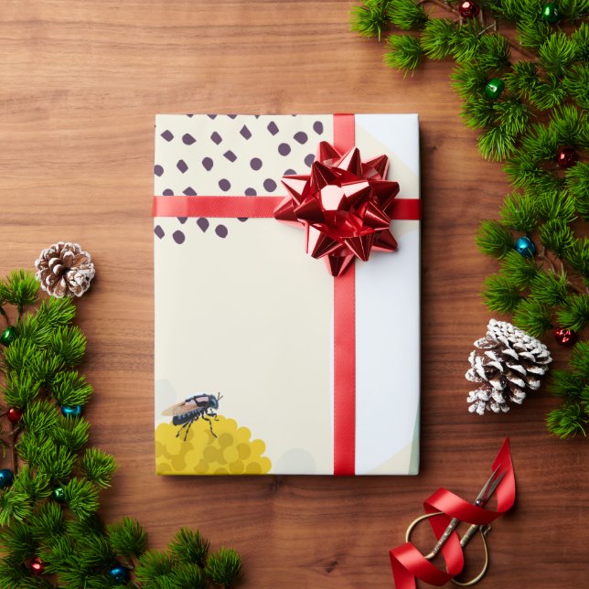 Papel De Regalo Modern Abstract Botanical Yellow Billy Button (Regalo de vacaciones)