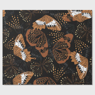 Papel De Regalo Modern Black and Brown Insect Print Wrapping