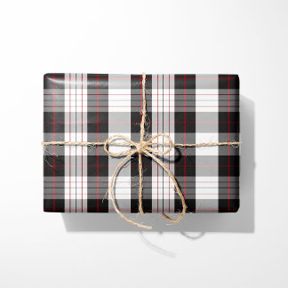Papel De Regalo Modern Black White and Red Plaid Wrapping Paper
