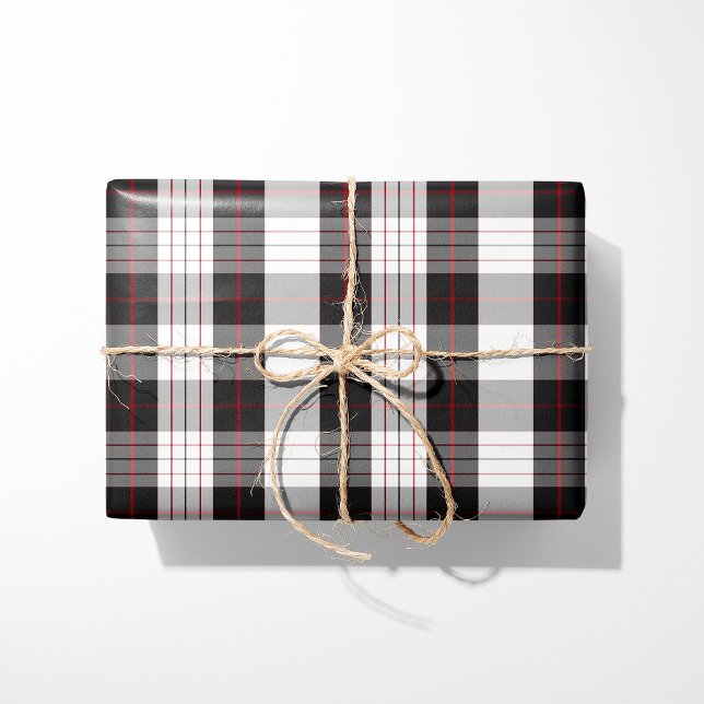 Papel De Regalo Modern Black White and Red Plaid Wrapping Paper (Subido por el creador)