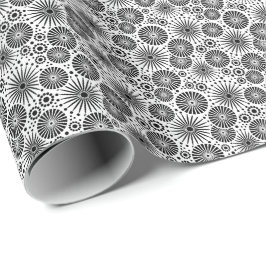 Papel De Regalo Modern Black White Geometric Flowers Starburst 