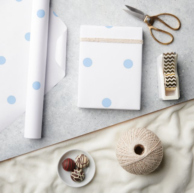 Papel De Regalo Modern Blue & White Polka Dots Pattern (Artesanía)
