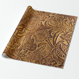 Papel De Regalo Modern Brown Tooled Faux Leather