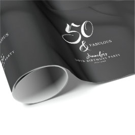 Papel De Regalo Modern Elegant Black White Fifty Fabulous Birthday