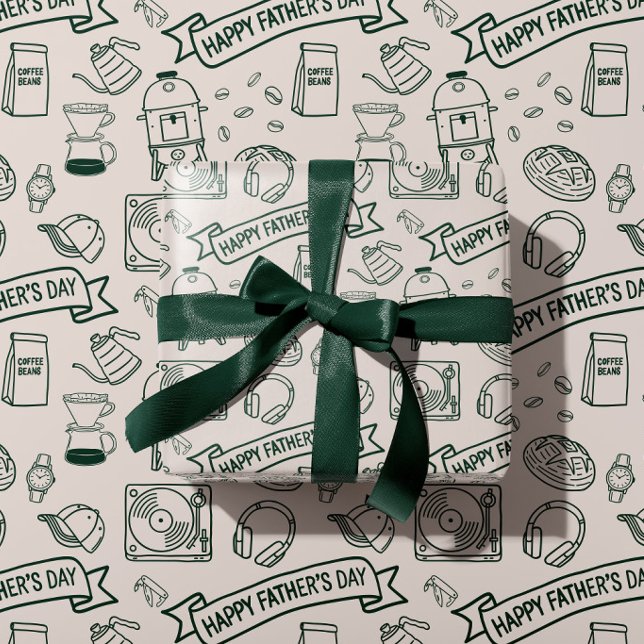 Papel De Regalo Modern Father's Day Doodle Pattern Millennial Dad (Subido por el creador)