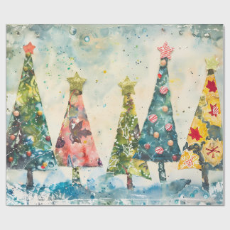 Papel De Regalo Modern Geometric Patchwork Christmas Tree