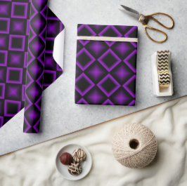 Papel De Regalo Modern Geometric Pattern Purple and Black Birthday