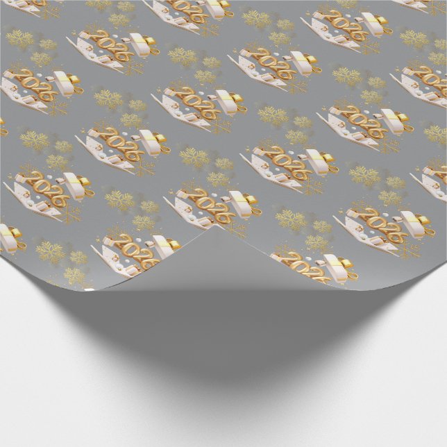 Papel De Regalo Modern Gold Holiday Gift Wrap (Esquina)