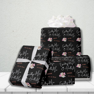 Papel De Regalo Modern Goodbye Miss Hello Mrs Black Bridal Shower