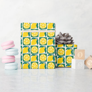 Papel De Regalo Modern Lemon Check Pattern Wrapping Paper Roll