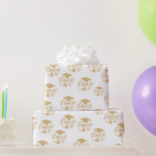 Papel De Regalo Modern Minimalista letra Gold Lo hice Graduación