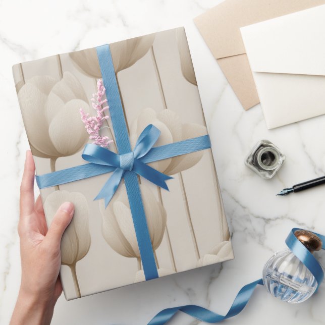 Papel De Regalo Modern Neutral Tulip Ivory Floral Pattern (Regalar)