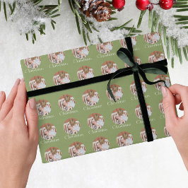 Papel De Regalo Modern Photo Light Green Merry Christmas Holiday
