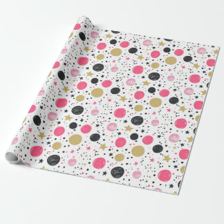Papel De Regalo Modern Pink Black Gold Christmas Wrapping Paper