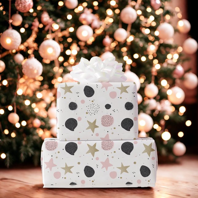 Papel De Regalo Modern Pink Gold Abstract Christmas Wrapping Paper (Subido por el creador)