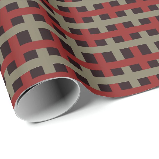 Papel De Regalo Modern Red Sage Black Christmas Plaid (Esquina del rollo)