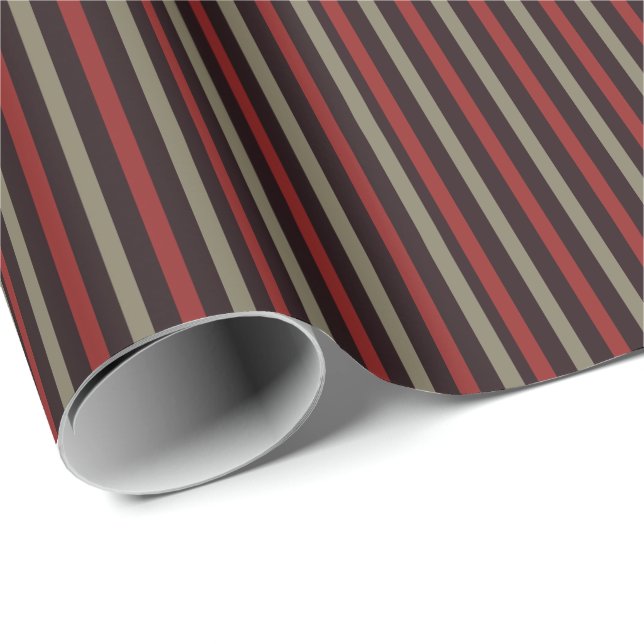 Papel De Regalo Modern Red Sage Black Stripe Christmas (Esquina del rollo)
