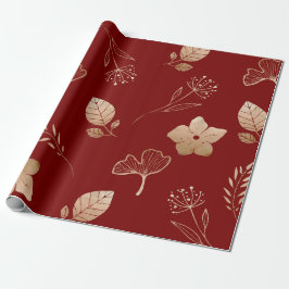 Papel De Regalo Modern rose gold flowers and leaves