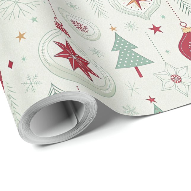 Papel De Regalo Modern Simple Ornaments and Snowflakes Christmas (Esquina del rollo)