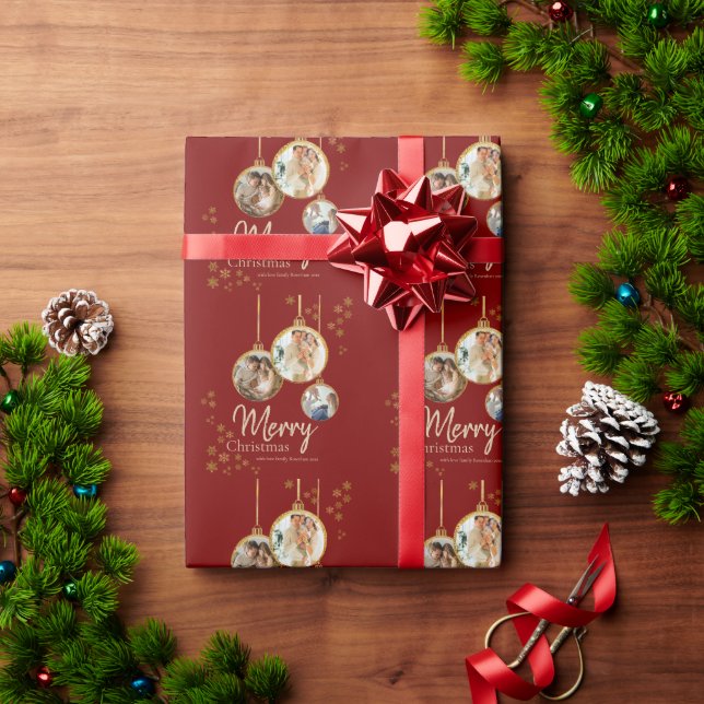 Papel De Regalo Modern Snowflakes Photo Merry Christmas (Regalo de vacaciones)