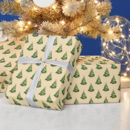 Papel De Regalo Modern Swirl Ribbon Christmas Trees