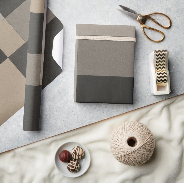 Papel De Regalo Modern Taupe & Charcoal Geometric  (Artesanía)