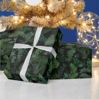 Papel De Regalo Modern tropical green foliage Black pattern