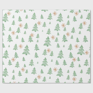 Papel De Regalo Modern Winter Pine Tree Star