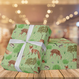 Papel De Regalo Moderna acuarela Cute Woodland Animals Meadow