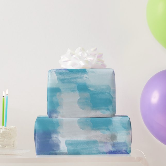Papel De Regalo Moderna acuarela turquesa y gris acuarela Resumen  (Regalos de fiesta)