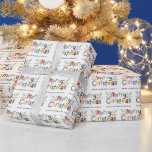 Papel De Regalo Moderna familia Cute Colorful Merry Christmas<br><div class="desc">Papel de envolvimiento de la familia de navidad moderna y llena de color</div>