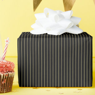 Papel De Regalo Moderna Faux Gold Black Lines Stripes Personalizad